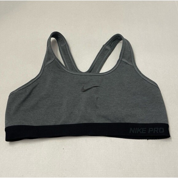 Nike Pro Dri-Fit Sports Bra Size L Gray/Black - Picture 1 of 6